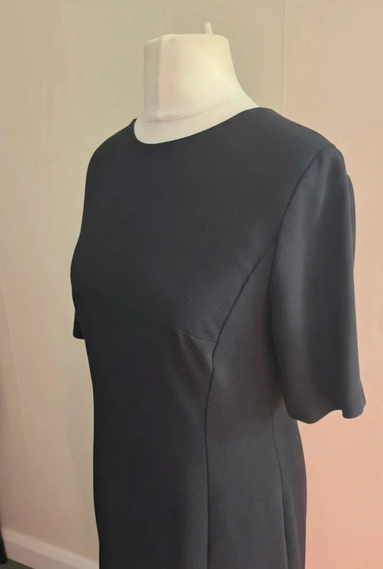 Lily Ella Classic Black Short Sleeved Lined A-Line Midi Dress Size 14