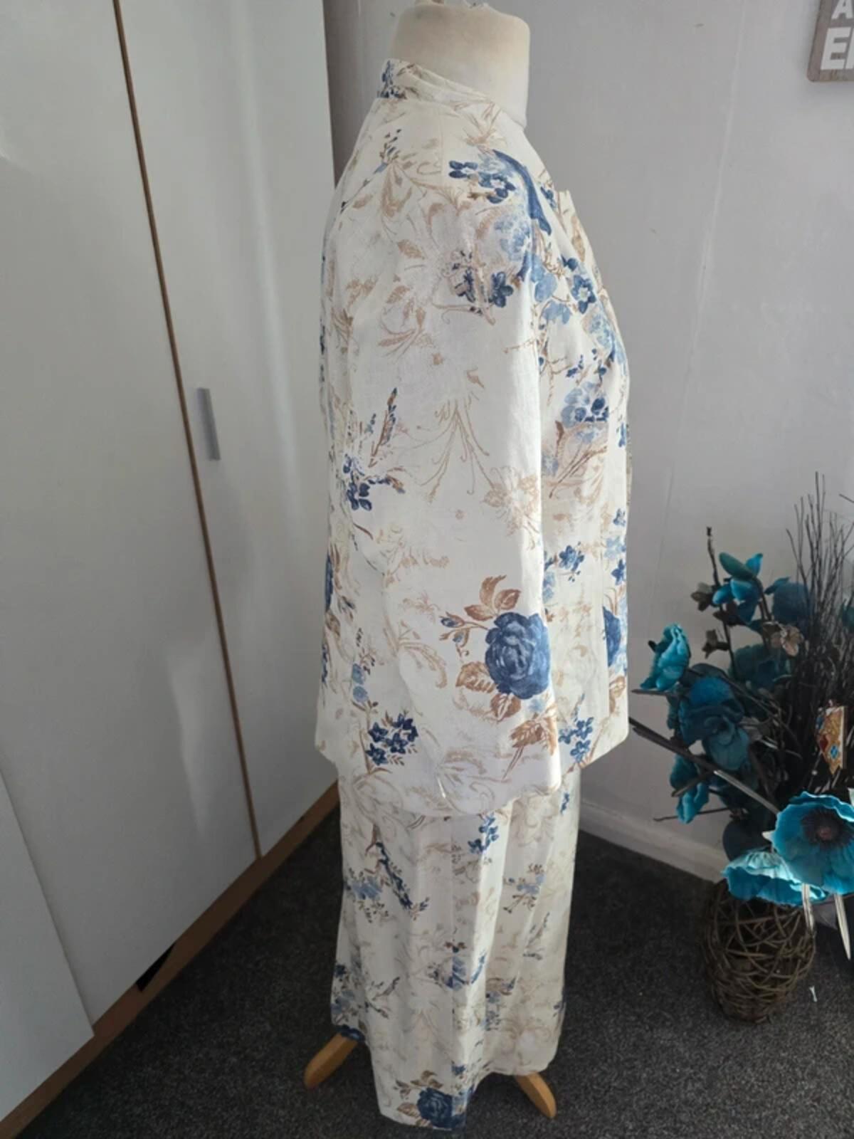Bianco 100% Linen Occasion Dress & Blazer Set Size 14