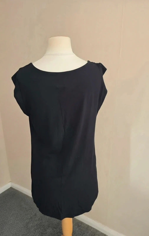 F&F Black & White Polka Dot Heart Short Sleeved Dip Hem Top Size 12