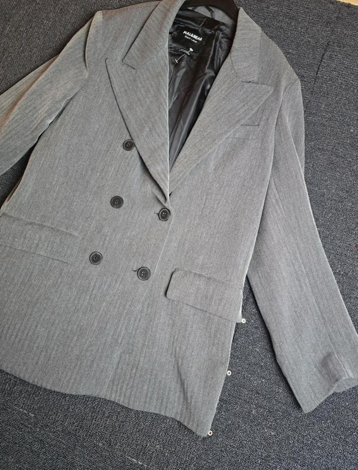 Pull & Bear Black Label Grey Oversized Blazer M Size 10/12 Lined