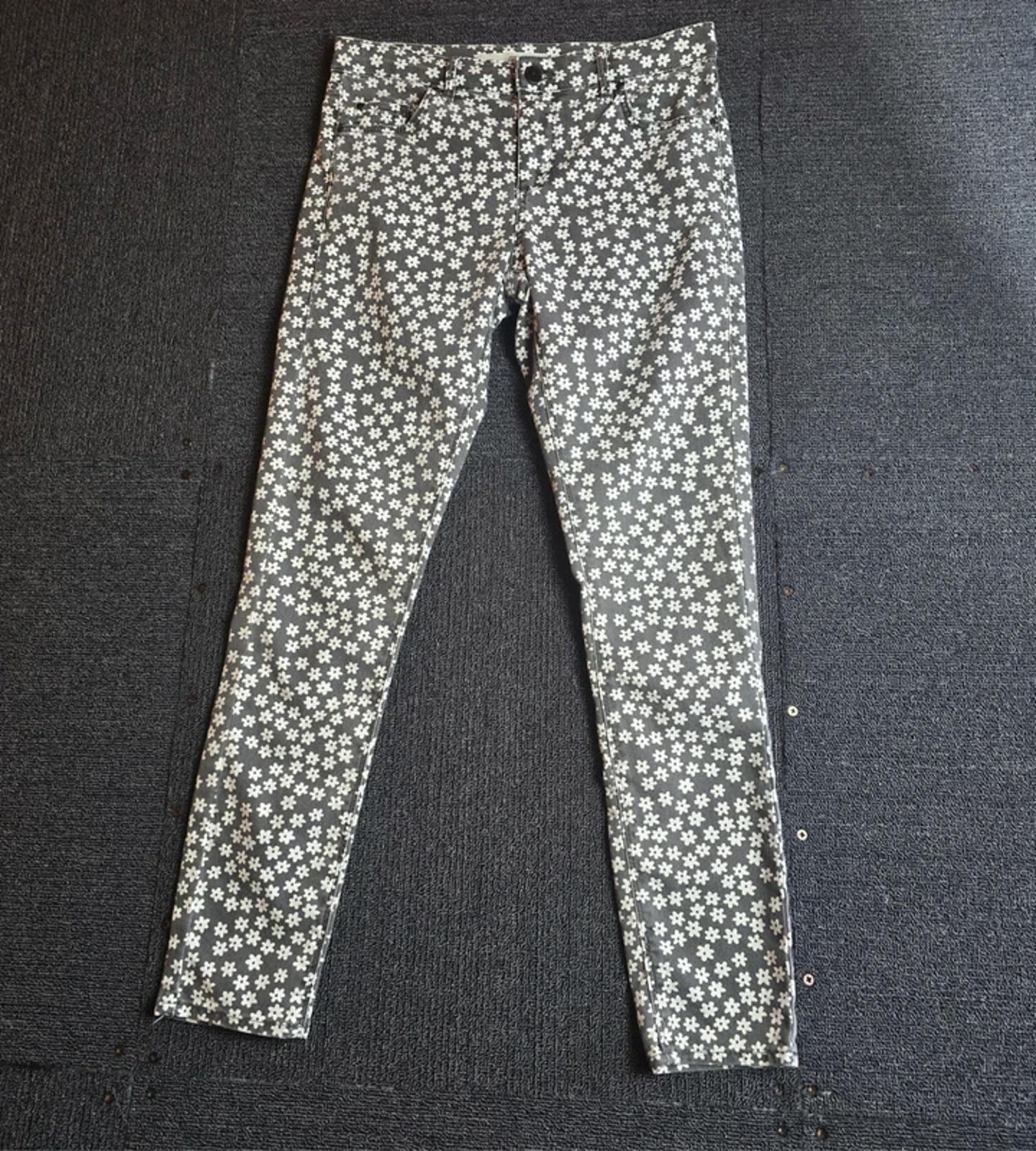 Topshop MOTO Leigh Floral Jeans Black White Skinny High Waist W28 L30