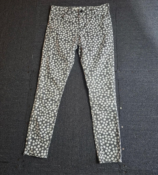 Topshop MOTO Leigh Floral Jeans Black White Skinny High Waist W28 L30