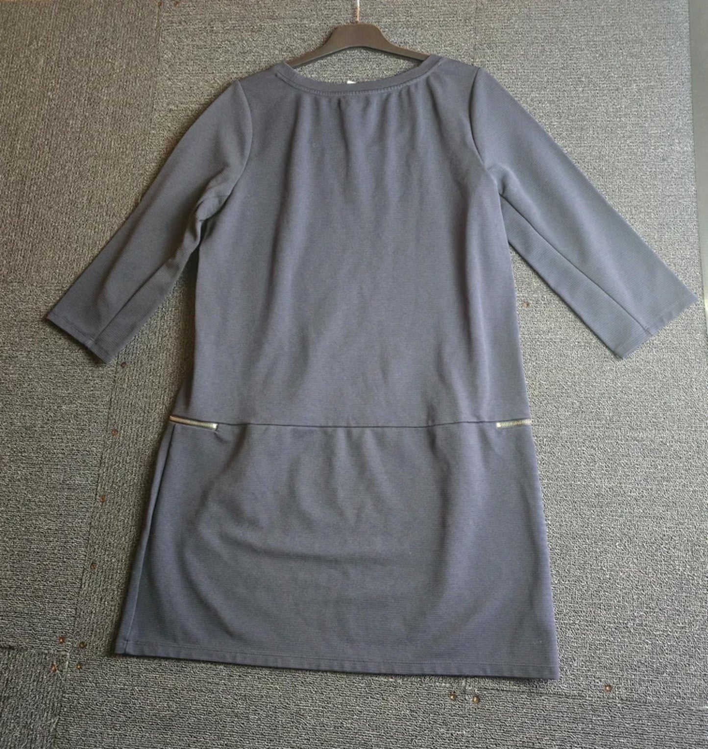 Next Navy Ribbed Dress Size 12 Knee Length Zip Pocket Smart Casual