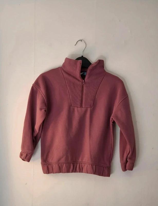 Primark Kids Dusky Pink Quarter Zip Sweatshirt Jumper Age 5-6 Years