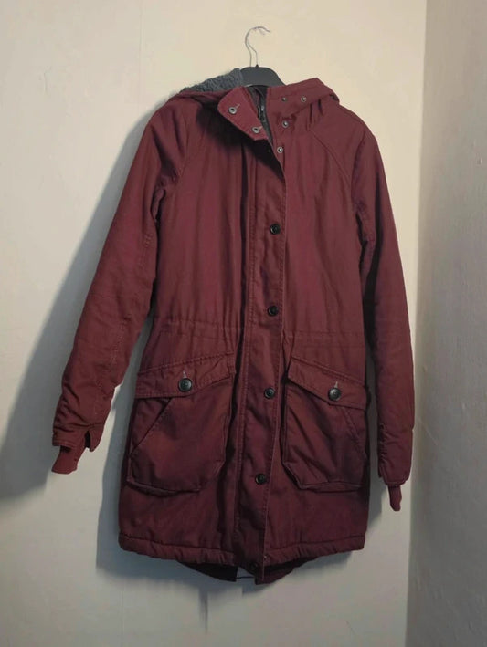 Bench Burgundy Red Hooded Fleece Lined Parka Coat  S Size 8-10