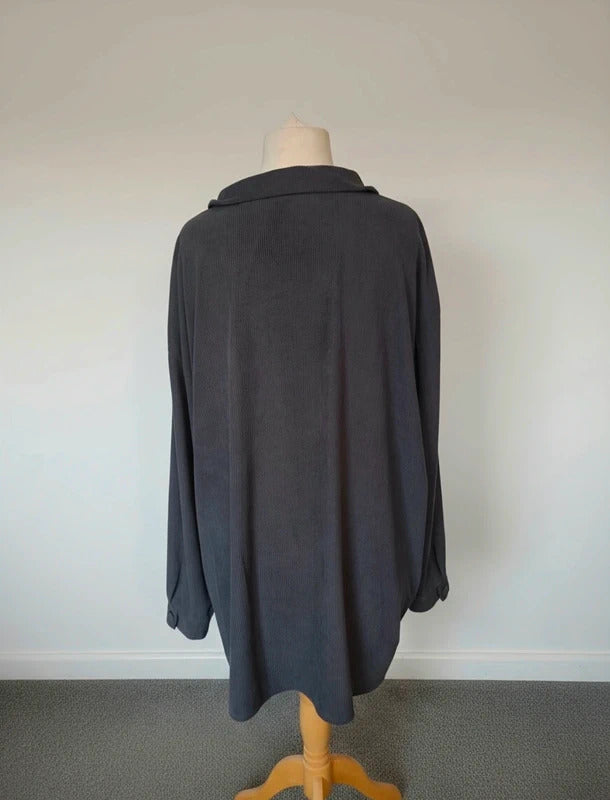 The Chic Hero Grey Cord Oversized Long Sleeve Shirt Size 20-24
