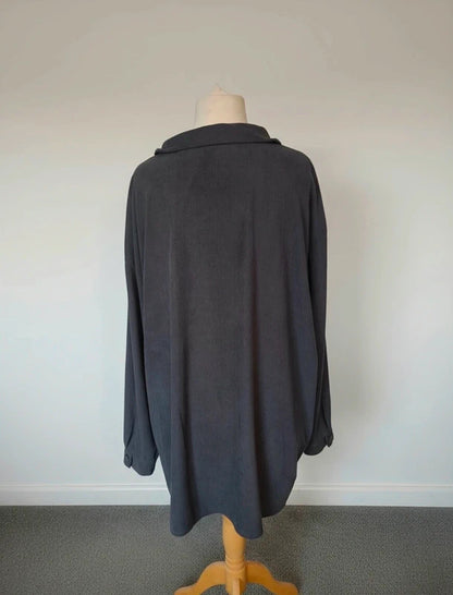 The Chic Hero Grey Cord Oversized Long Sleeve Shirt Size 20-24