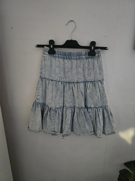 F&F Girls Denim blue Flared Skirt 5-6years