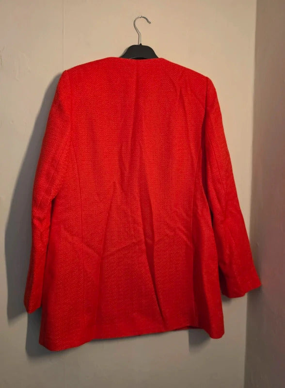 Tu Women's Red Collarless Longline Blazer Jacket – Size 12