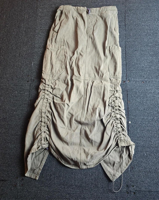 Stradivarius Khaki Cargo Skirt XS Size 6/8 Utility Drawstring Midi