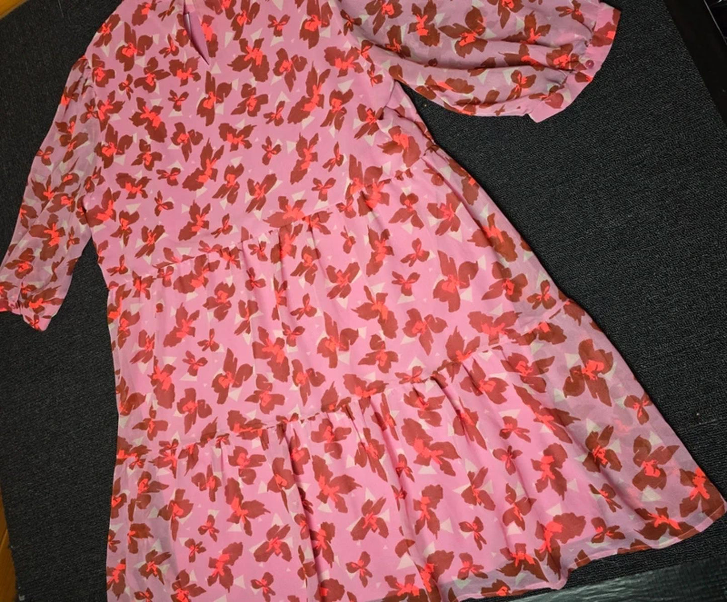 Vero Moda Midi Dress Pink Red Floral Size 20/22 Occasion Wear