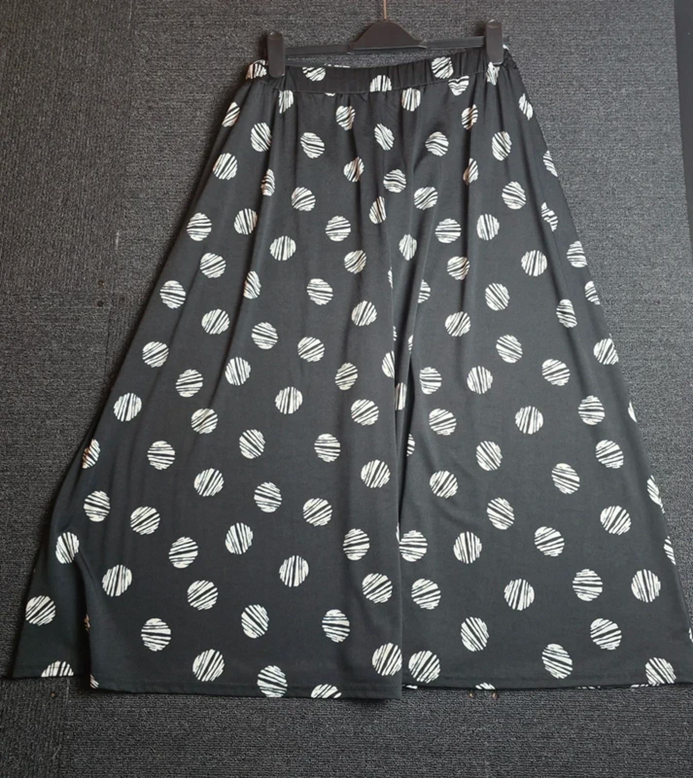 Bonmarché Black Polka Dot Midi Skirt Size 16 Tie Waist