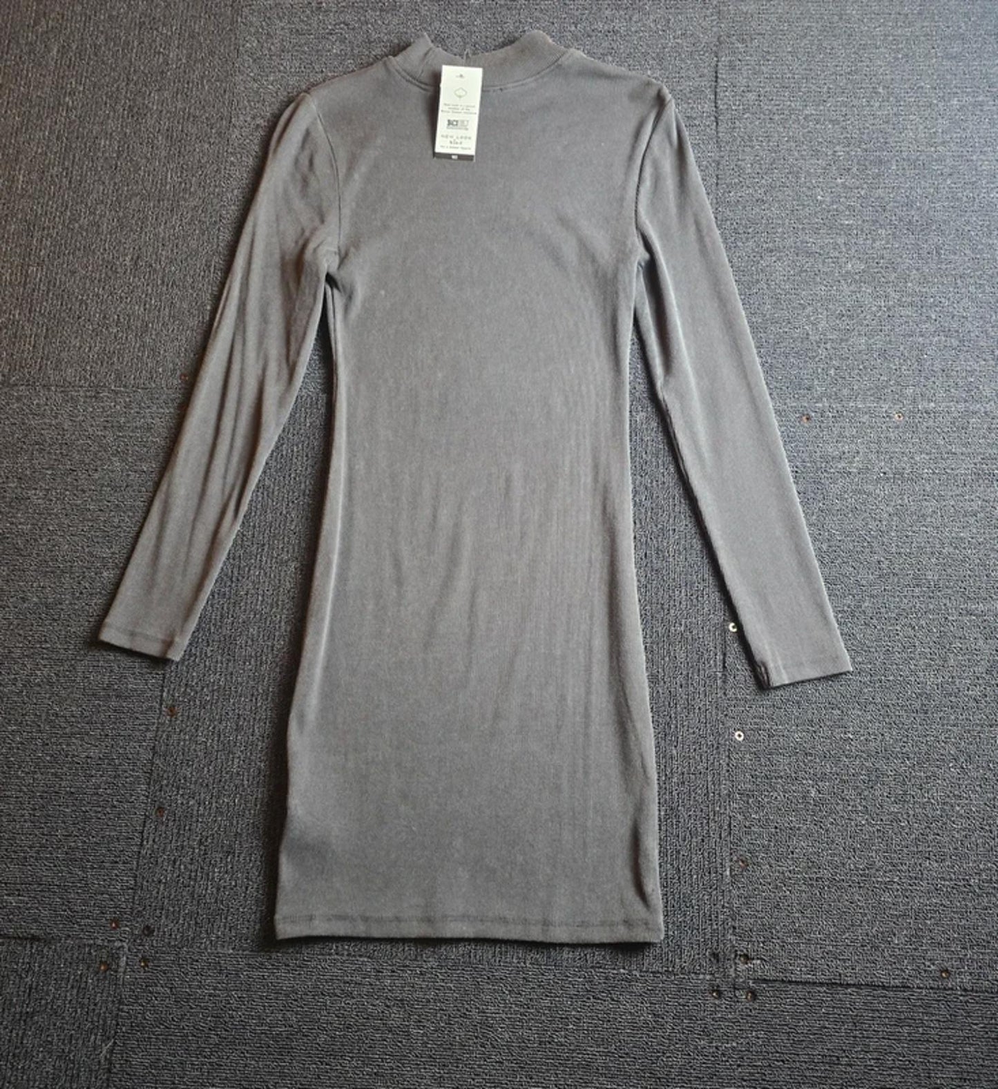 New Look Bodycon Dress Grey Washed Size 12–13 Years High Neck Knee Length