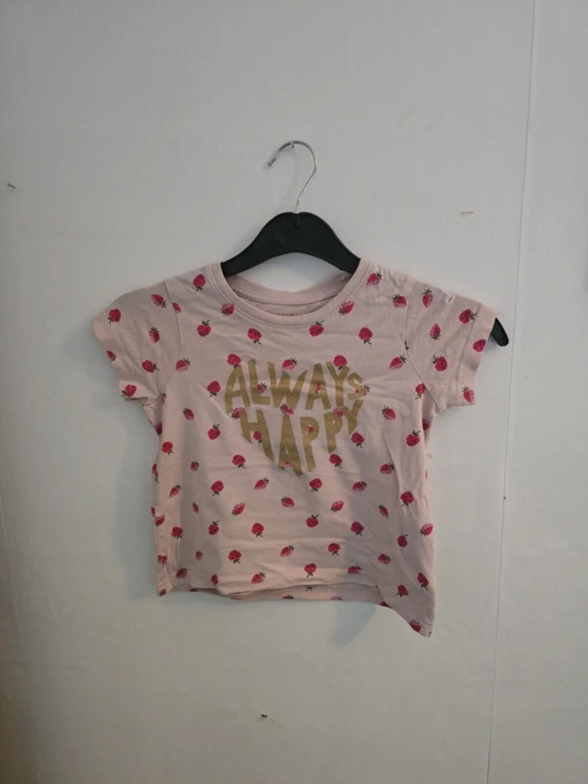 Primark Girls Pink Strawberry Print Cotton T Shirt Age 3-4 Years