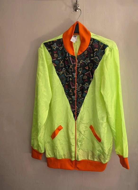 Smiffys Men's 80s Fluorescent Green Patterned Shellsuit 2-Piece Costume Cosplay