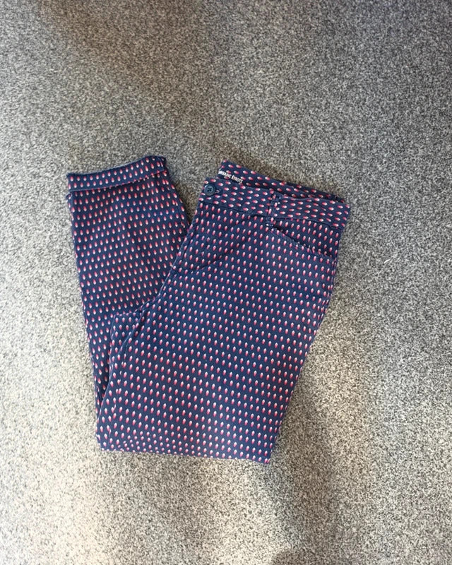GAP Women's Navy Blue Pink Polka Dot Cropped Trousers Size 10 Regular