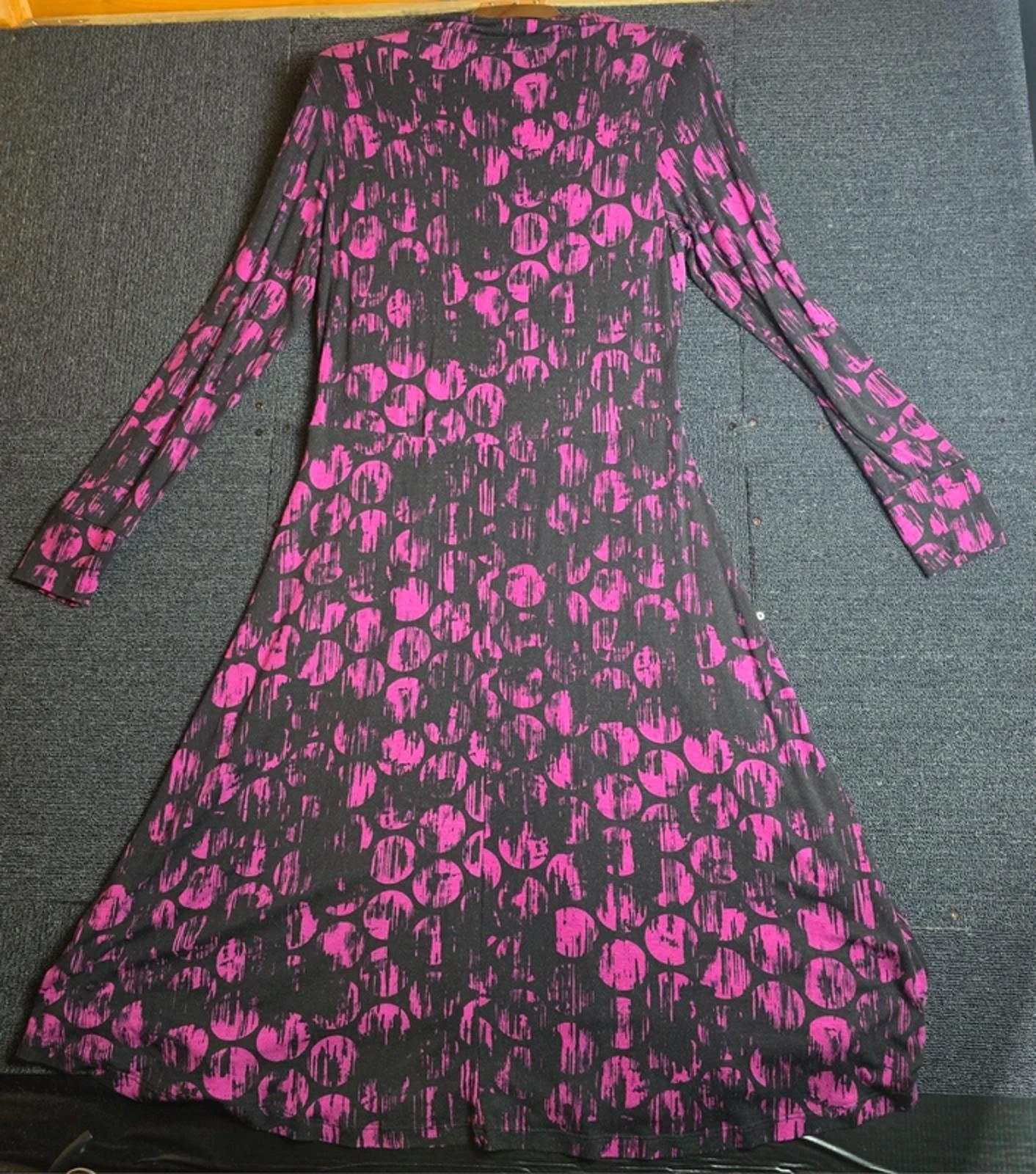 Artigiano Dress Black & Purple Size 14 Collared Stretch Midi Smart Causal