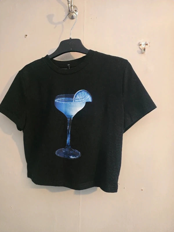 Shein Black Casual Short Sleeved Crop Top Medium Size 10-12