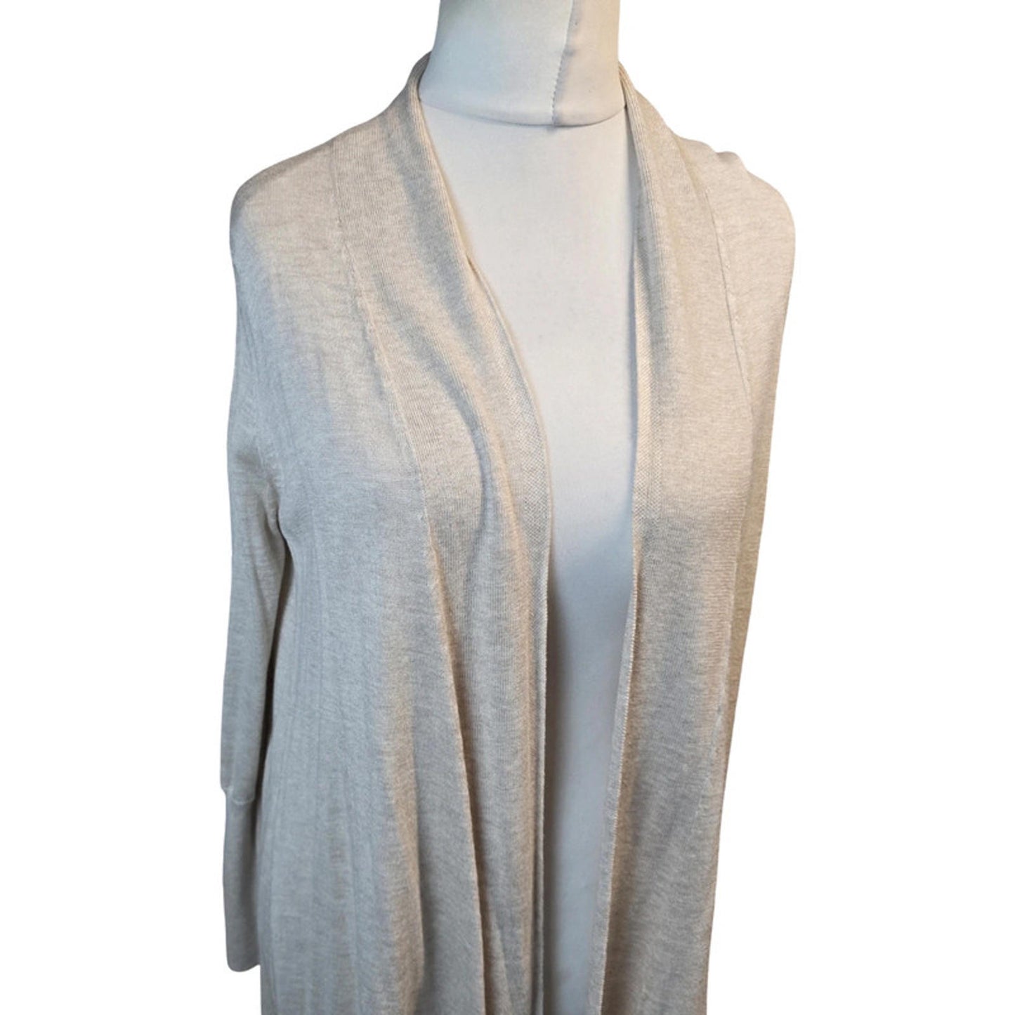 Marks & Spencer Cream Open Front Cardigan M Size 10-14 Midi Lightweight Layering