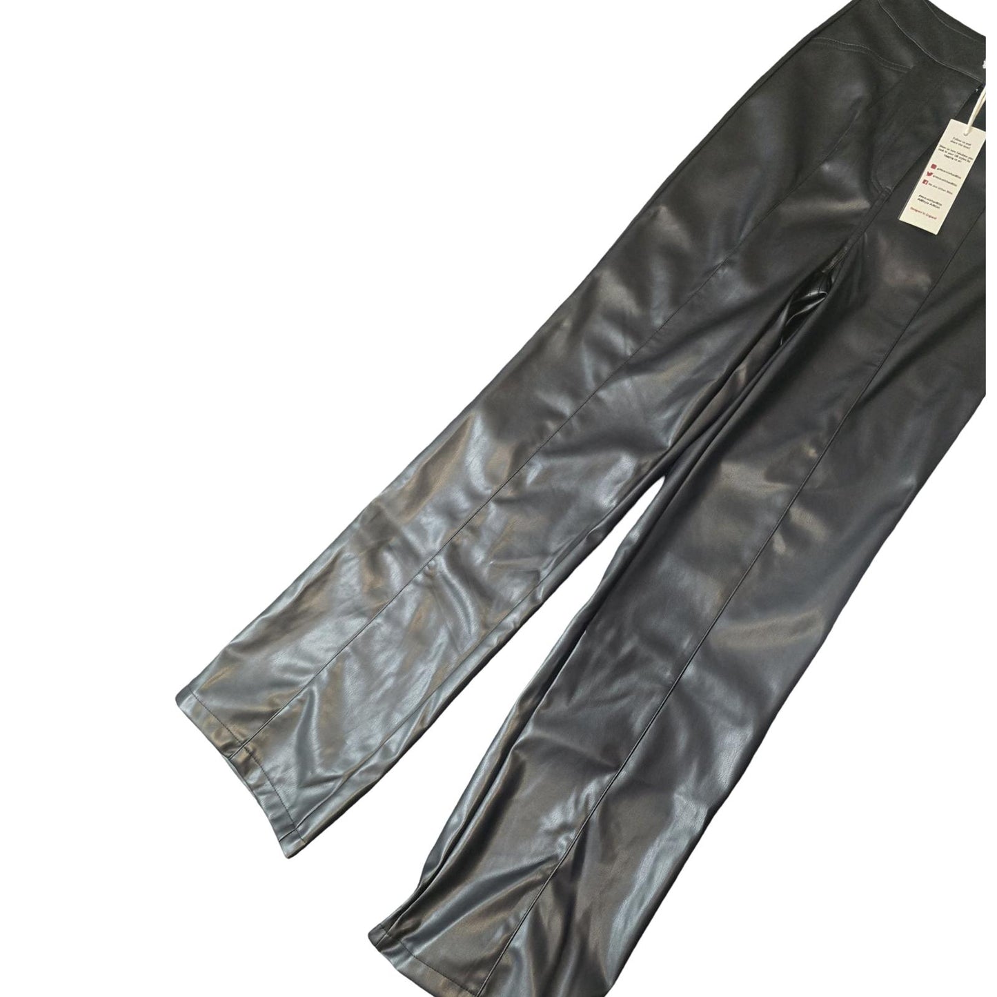 Urban Bliss Black Faux Leather High Waist Flared Trousers Size 6 NWT