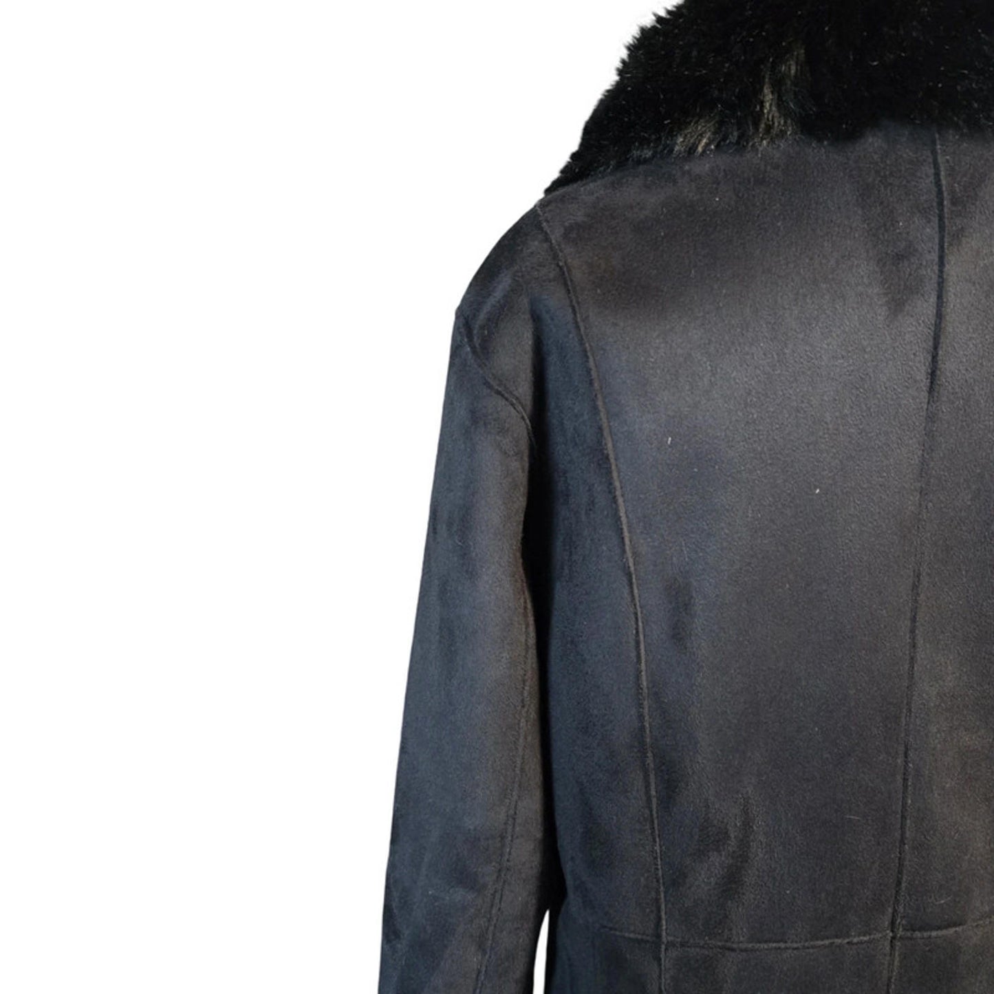 Dennis by Dennis Basso Long Winter Coat Black Size M Faux Fur Trim NEW