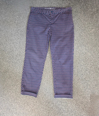 GAP Women's Navy Blue Pink Polka Dot Cropped Trousers Size 10 Regular