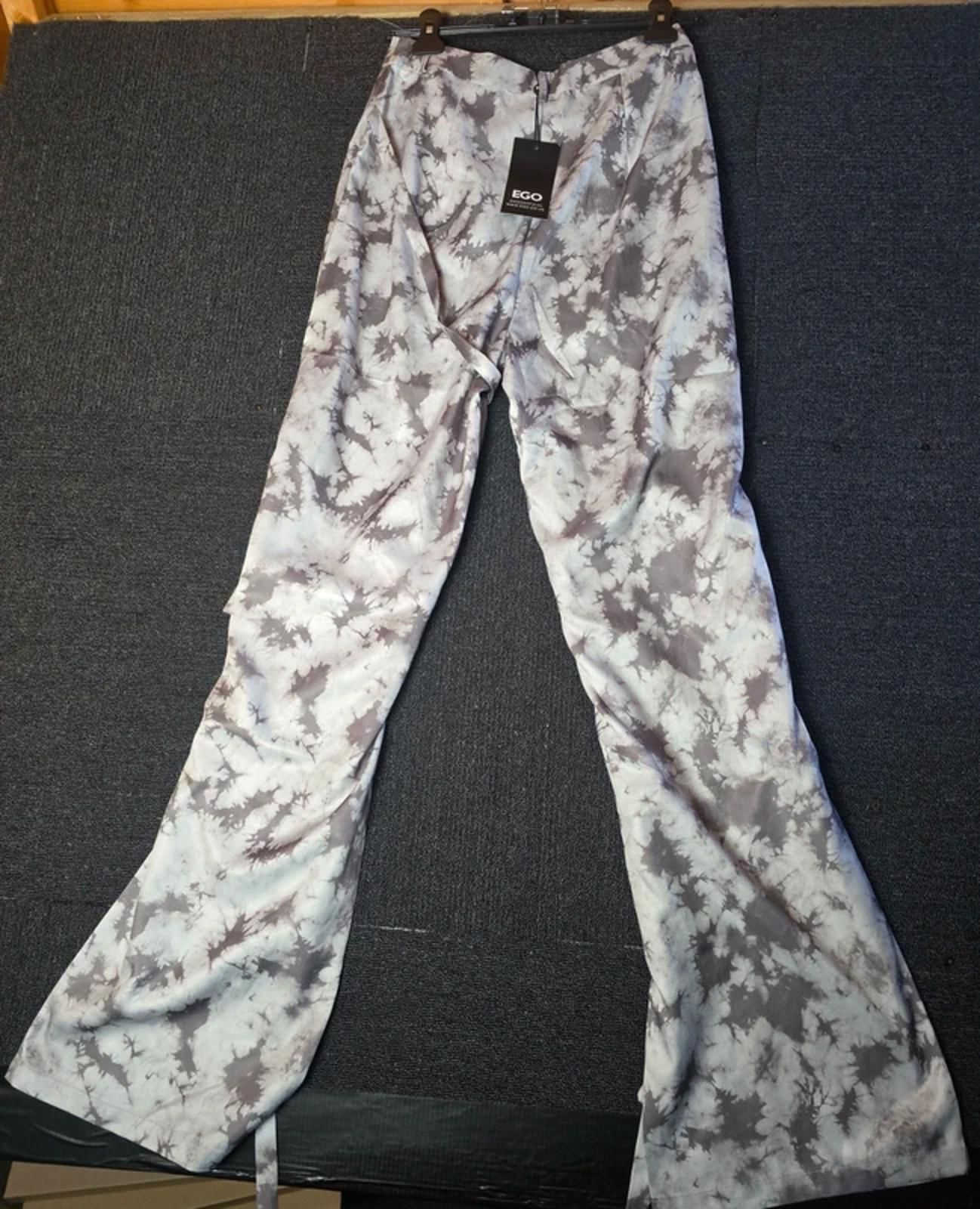 EGO cargo grey tye dye trousers adjustable leg high waist size 6 NWT
