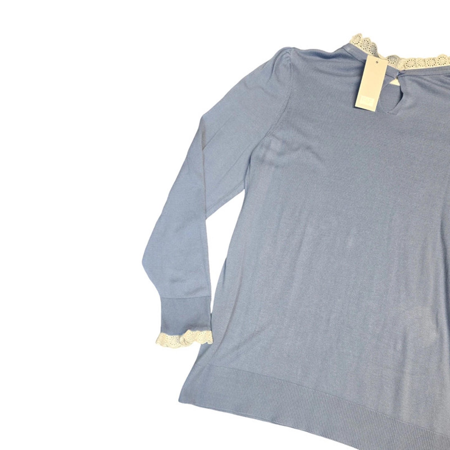 F&F Frill Neck Jumper Light Blue Size 18 Smart Casual Knit