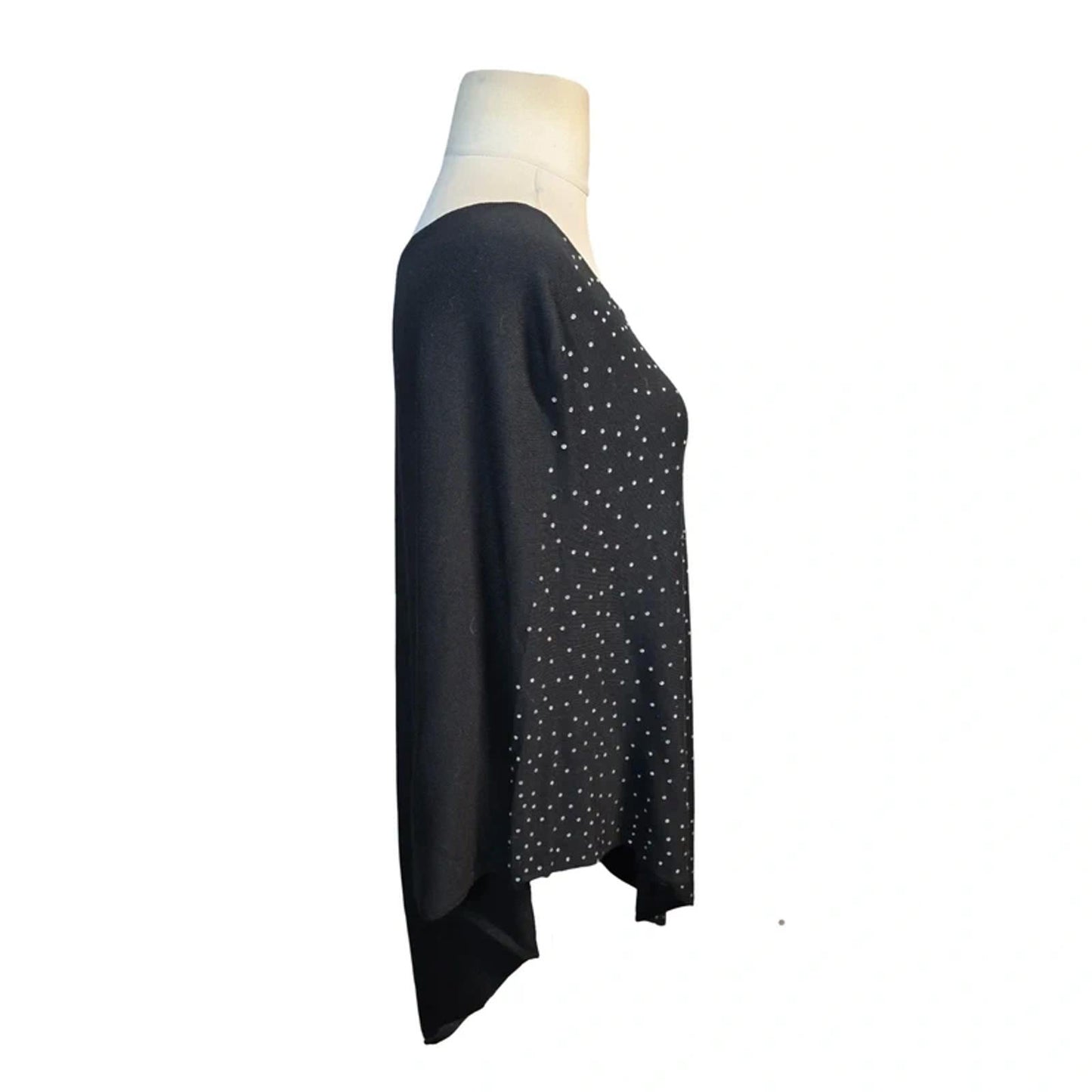 Frank Usher Poncho Black Size 16–20 Diamanté Detail / Layering