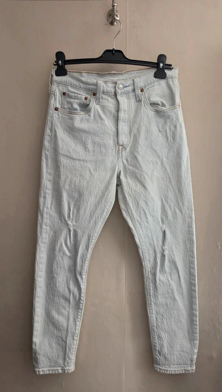 Levi's 501 Women's White Ripped Distressed Skinny Jeans W28 L28 Size 8-10