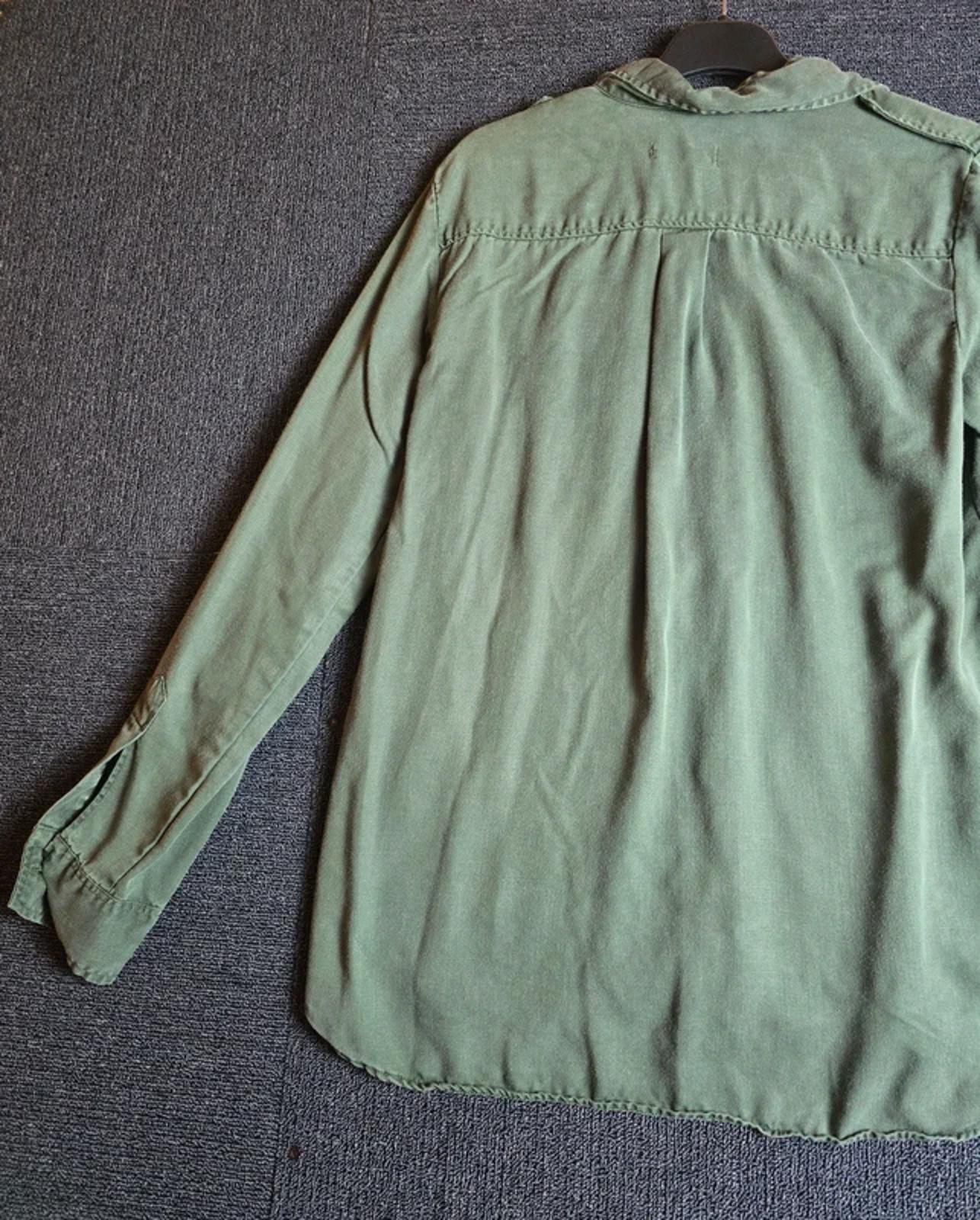 Zara Premium Dark Green Lyocell Shirt S Size 8/10 Relaxed Fit