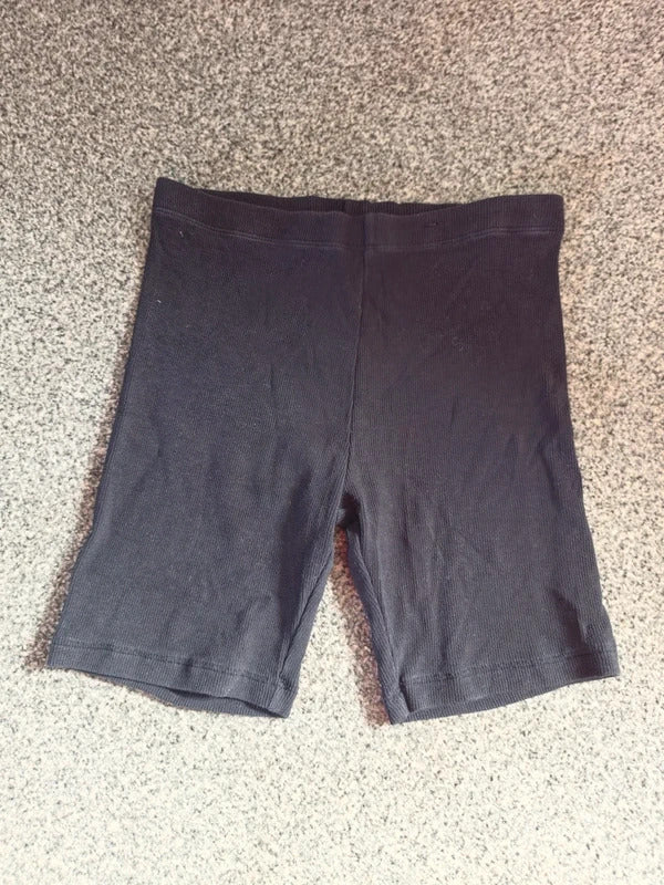 George Girls Plain Black Fine Ribbed Cycling Shorts Elasticated Waist Age 10-11 Years