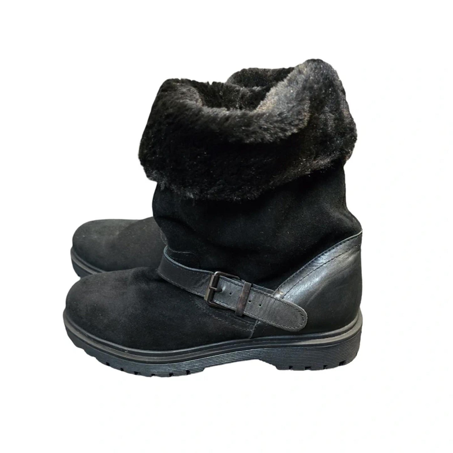 Next Ankle Boots Black Size 7 Faux Fur Lined Winter Comfort