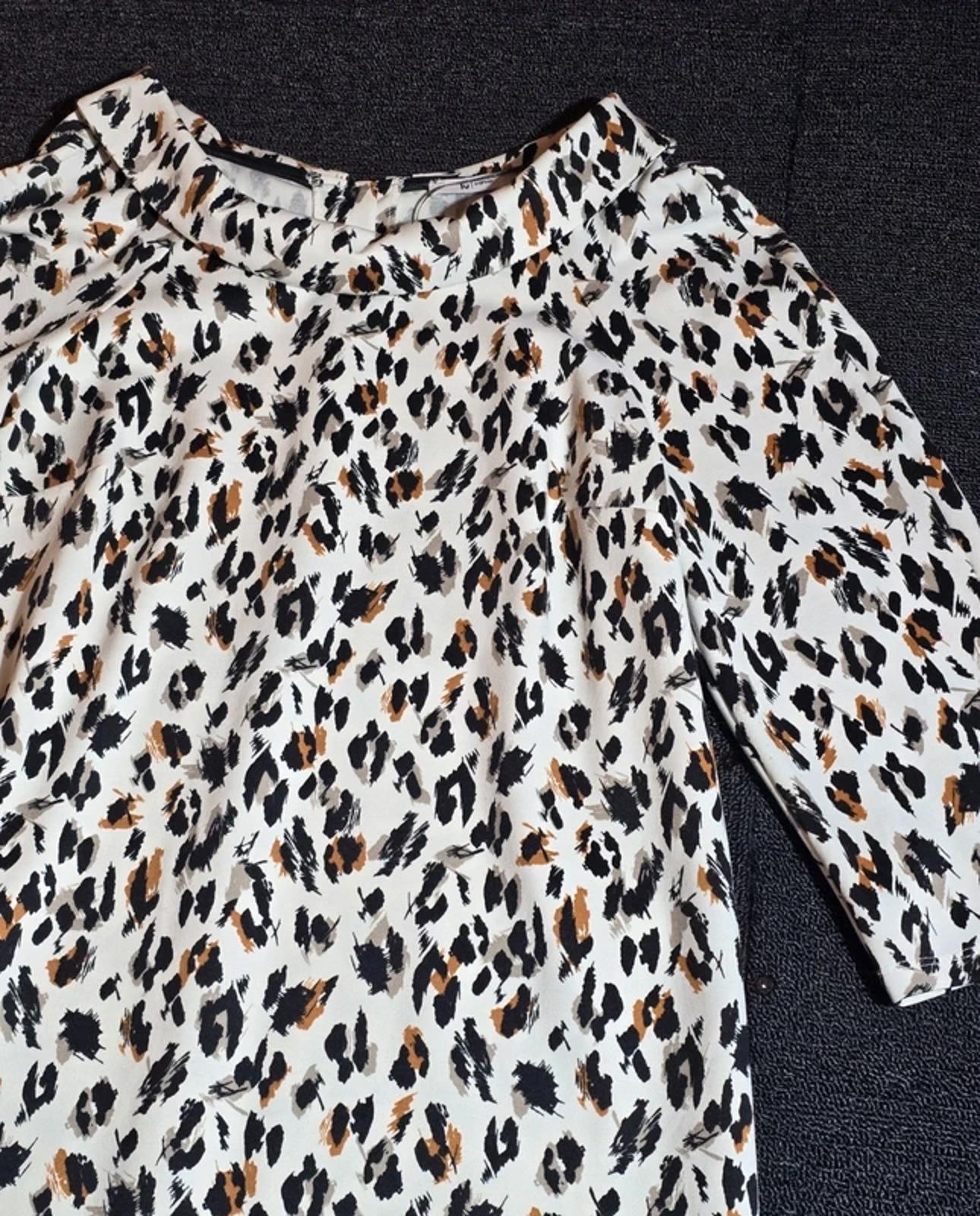 Tu Animal Print A-Line Dress Cream Size 12 Work Causal