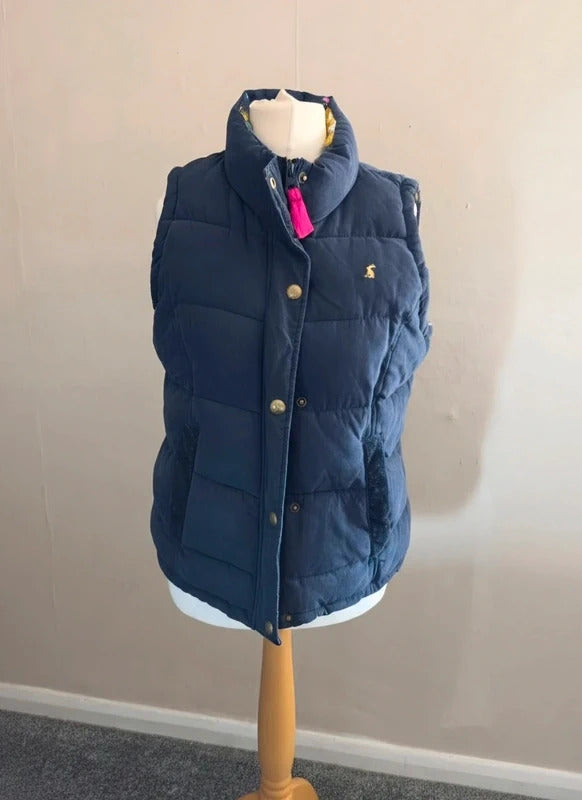 Joules Navy Padded Gilet with Floral Lining Size 14