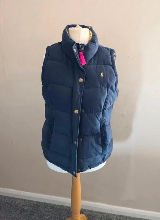 Joules Navy Padded Gilet with Floral Lining Size 14