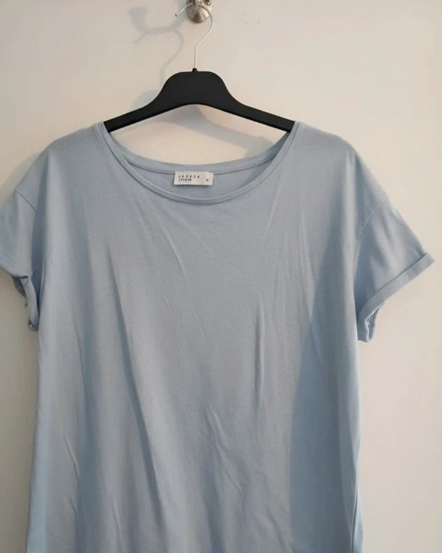 Matalan Light Blue Cotton T-Shirt  M Size 12-14 Relaxed Fit Short Sleeve Casual Top