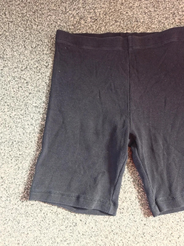 George Girls Plain Black Fine Ribbed Cycling Shorts Elasticated Waist Age 10-11 Years