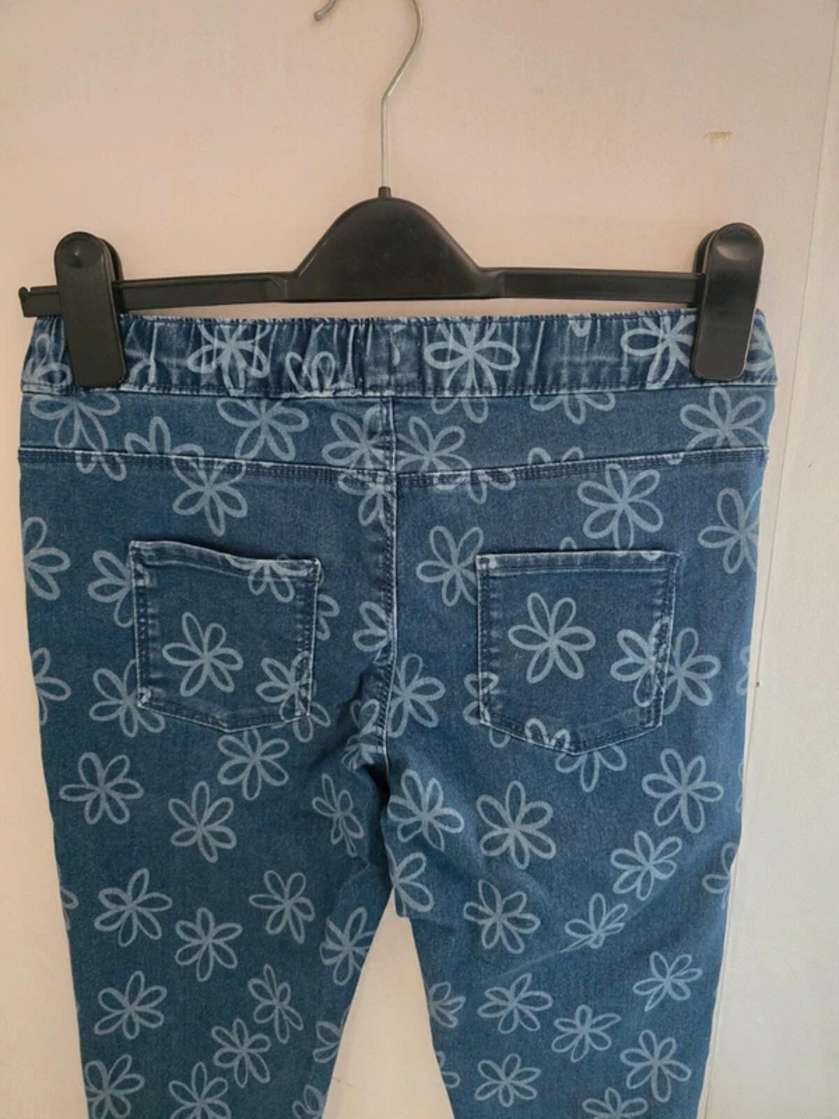 F&F Girls Blue Floral Cropped Jeans Size Age 13-14 Years