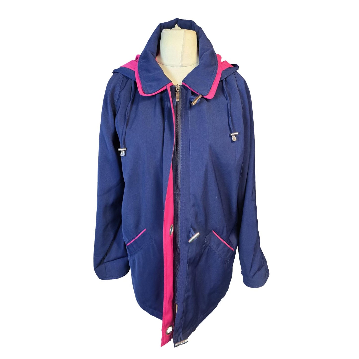 Navy & Pink Coat Size 16 Waterproof Practical Isle