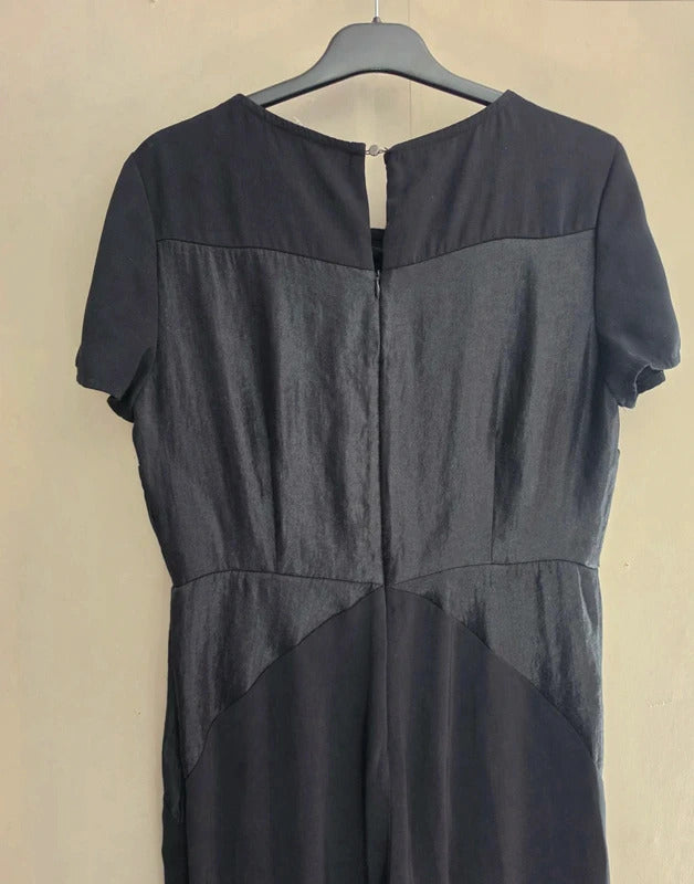 Marks & Spencer Black Silky Short Sleeved Flared Jumpsuit Size 12 Regular