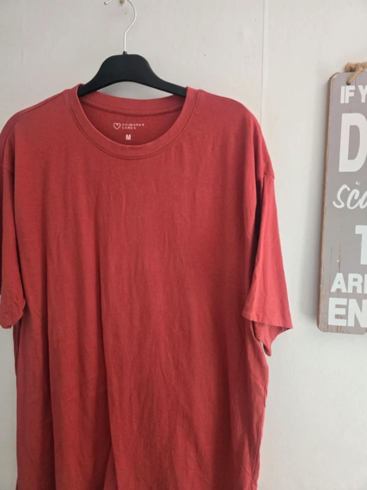 Primark Men's Burgundy Red Cotton Relaxed Fit T-Shirt Size Medium
