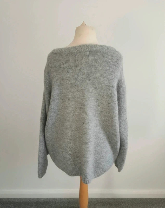 F&F Grey Oversized Soft Knit Long Sleeve Jumper – XL (Size 20–22)