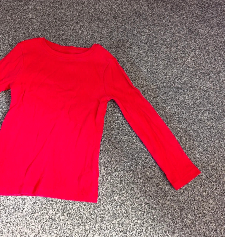 Next Toddler Bright Red Ribbed Long Sleeve Cotton Top Age 3 Years