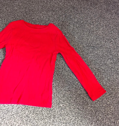 Next Toddler Bright Red Ribbed Long Sleeve Cotton Top Age 3 Years