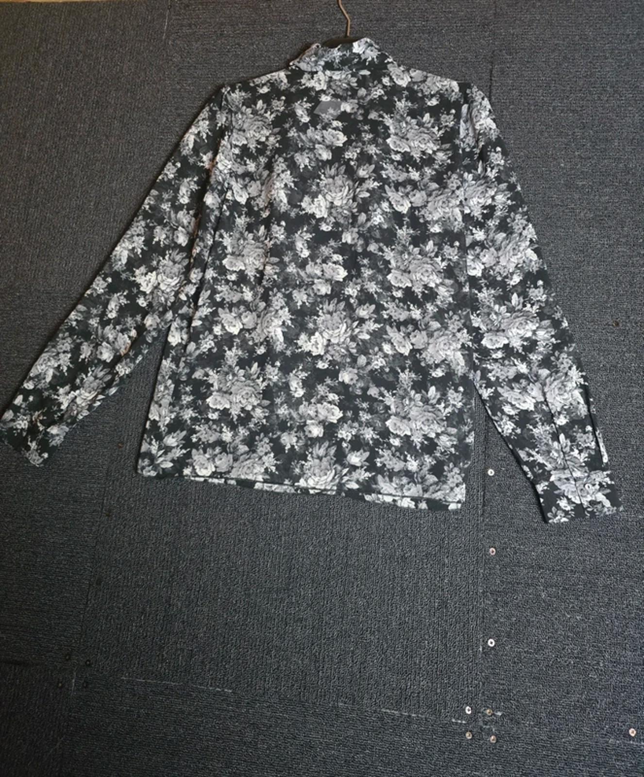 Mango Blouse Black & White Size 10/12 Med Sheer Work