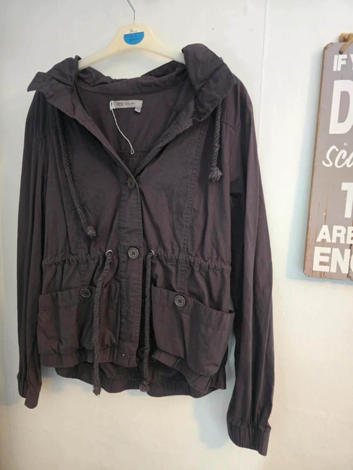 Tex by Max Azria Grey Lightweight Hooded Cotton Jacket M Size 10-12