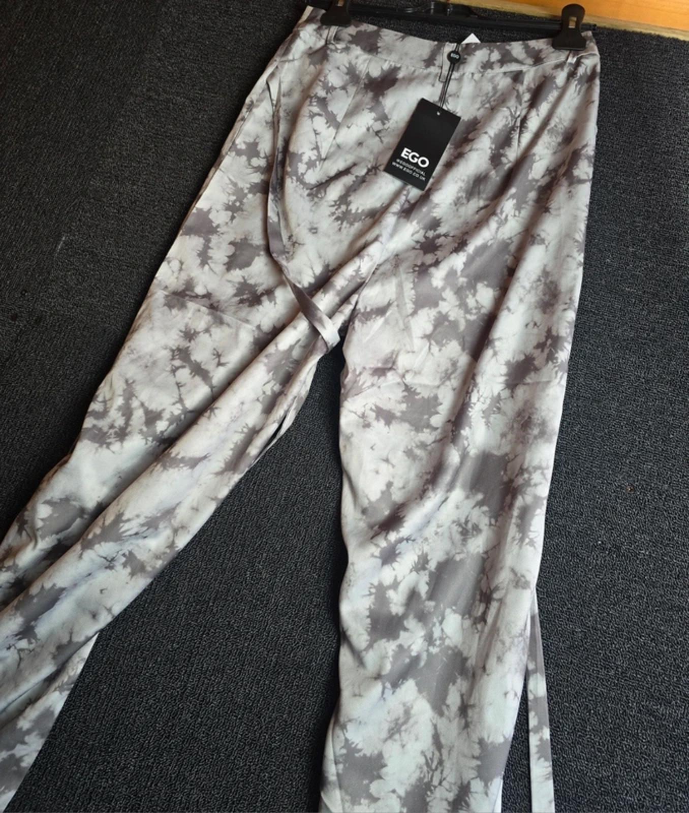 EGO Cargo Trousers Grey Tie Dye UK Size 6 High Waisted Adjustable Leg Streetwear