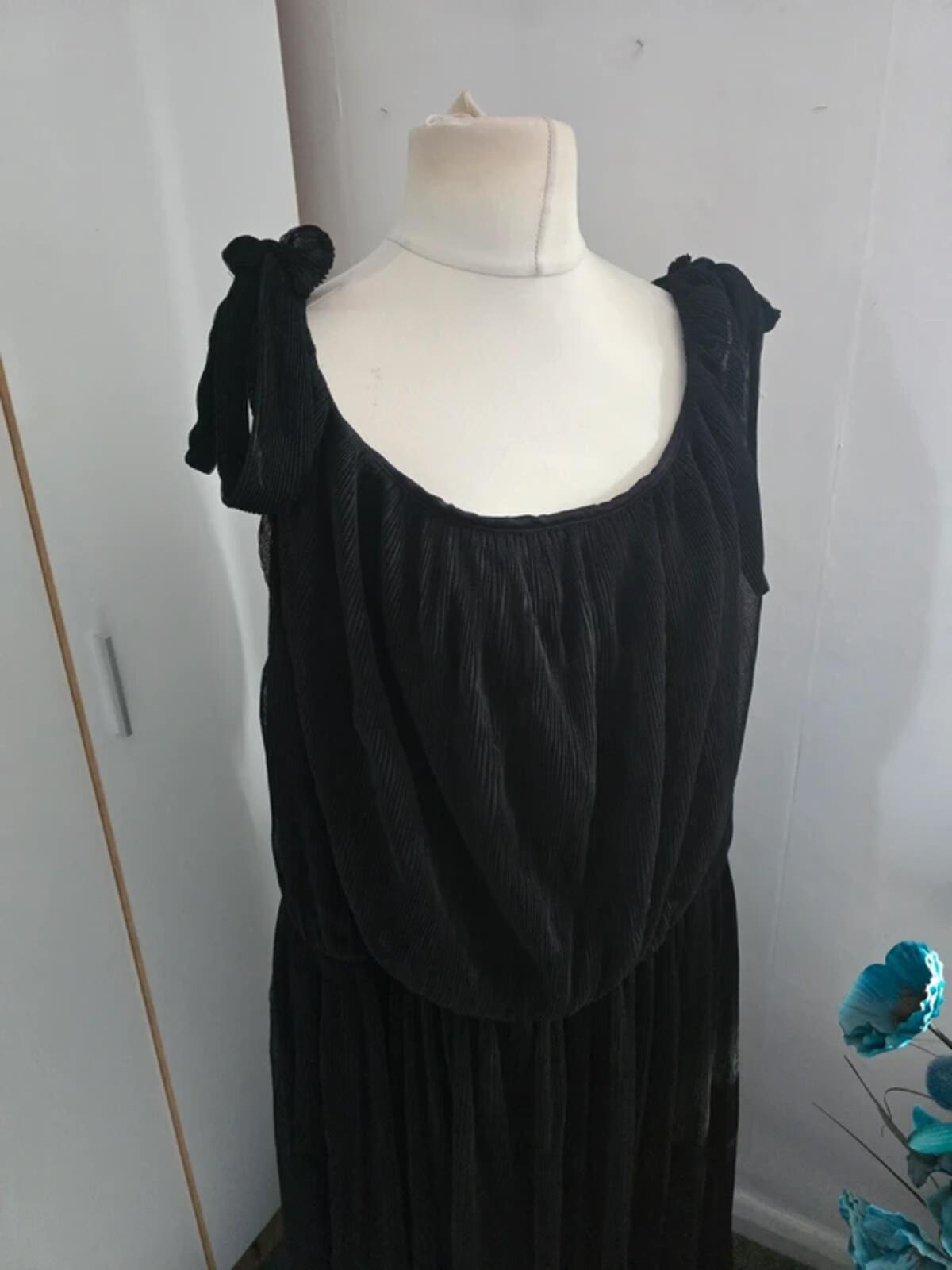 Next Black Sleeveless Shoulder-Tie Ribbed Maxi Dress Size 26