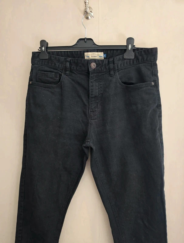 Next Men's Black Skinny-Fit Stretch Denim Jeans Size 34L